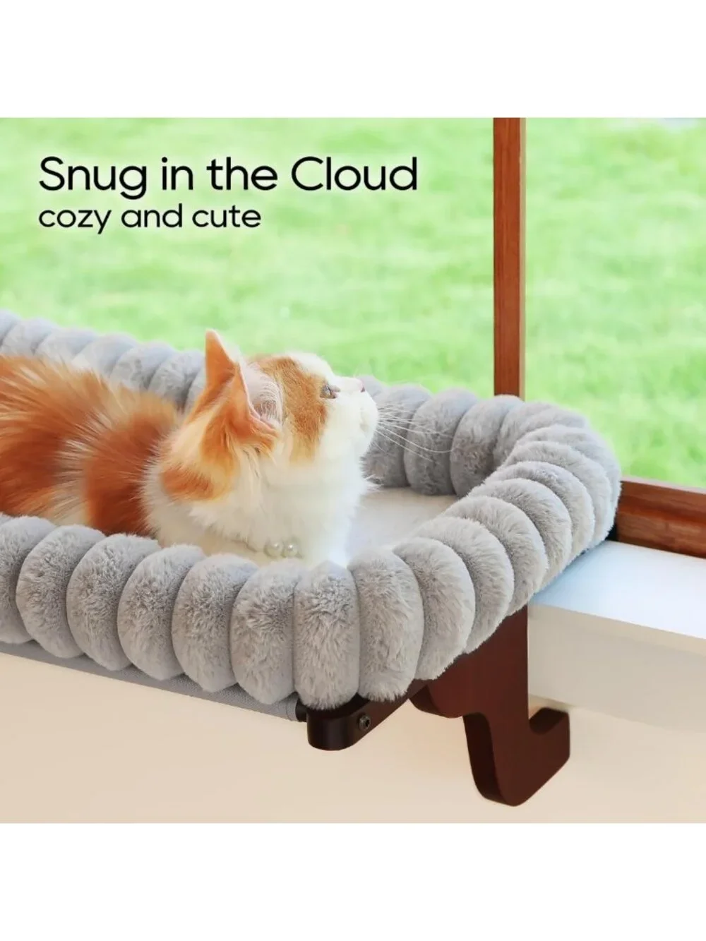 Cozy Cat Window Perch with Bolster - Orthopedic Hammock & Solid Frame, Medium
